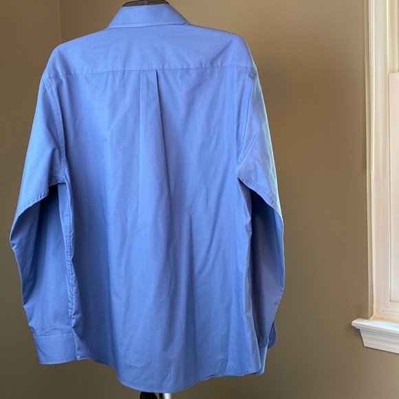 Haggar 16 - 16-1/2 (34/35) Regular Fit Solid Blue Men’s Button Up Dress Shirt - Picture 2 of 6